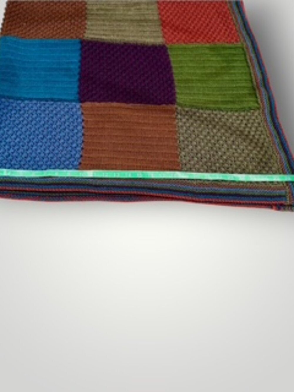 Handmade Patchwork Afghan Knit Blanket Harvest Multicolor Sampler Style 46x59in - Picture 7 of 7